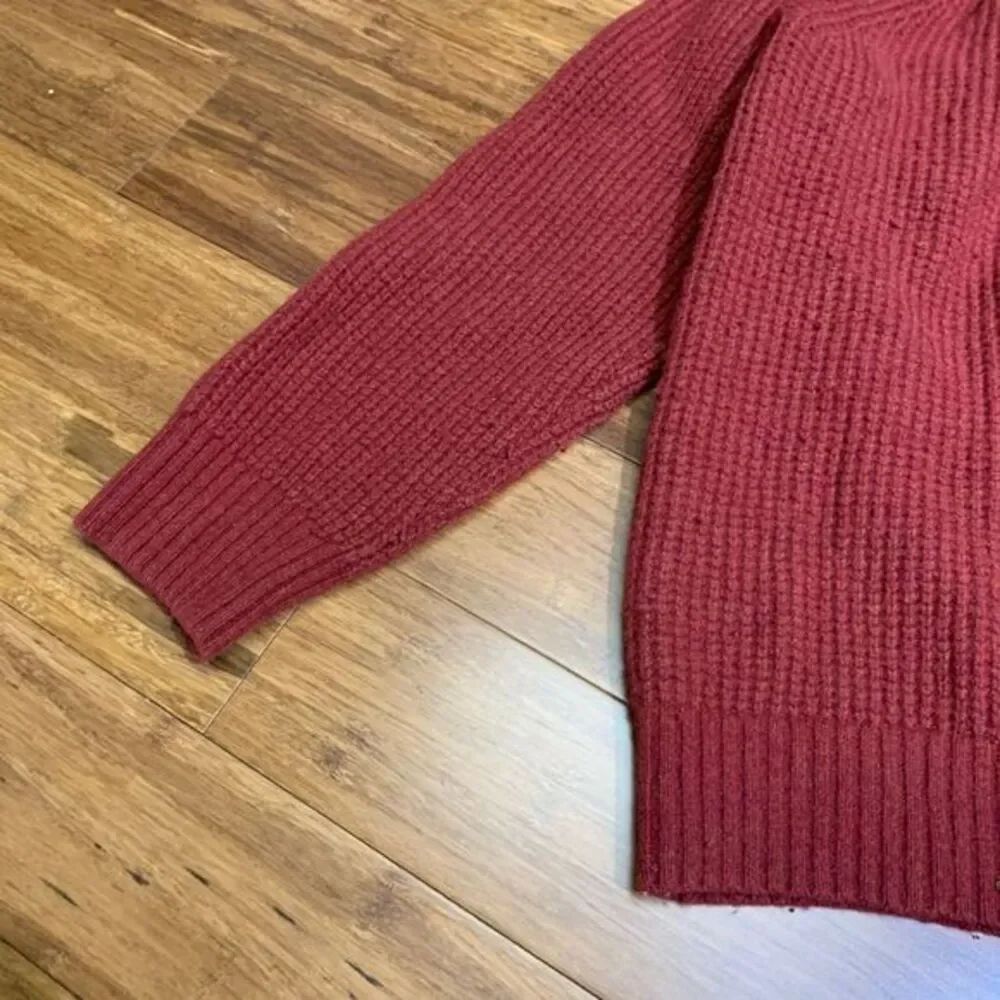 Banana Republic Sweater Mens XL Red Italian Yarn‎ Wool Button Mock Neck Pullover